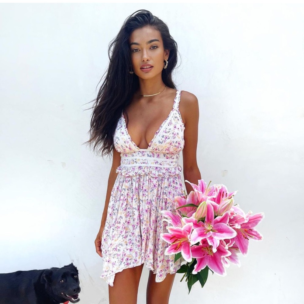REVOLVE Floral White Dress